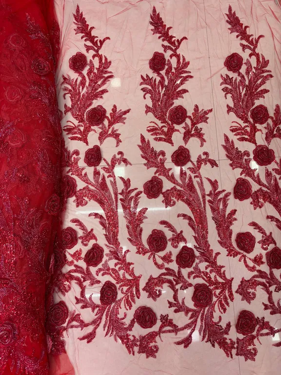 New designer imported flower applique beaded work net fabrics