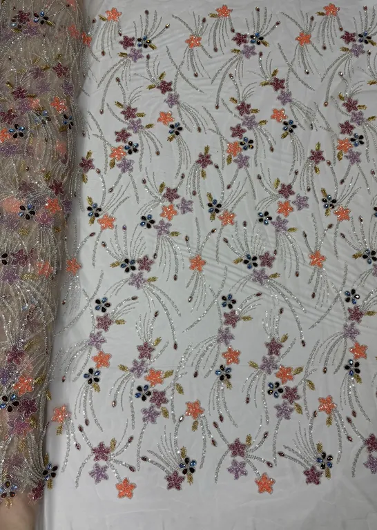 New designer imported multicoloured stone handwork beadswork net fabrics DN-6866/D2